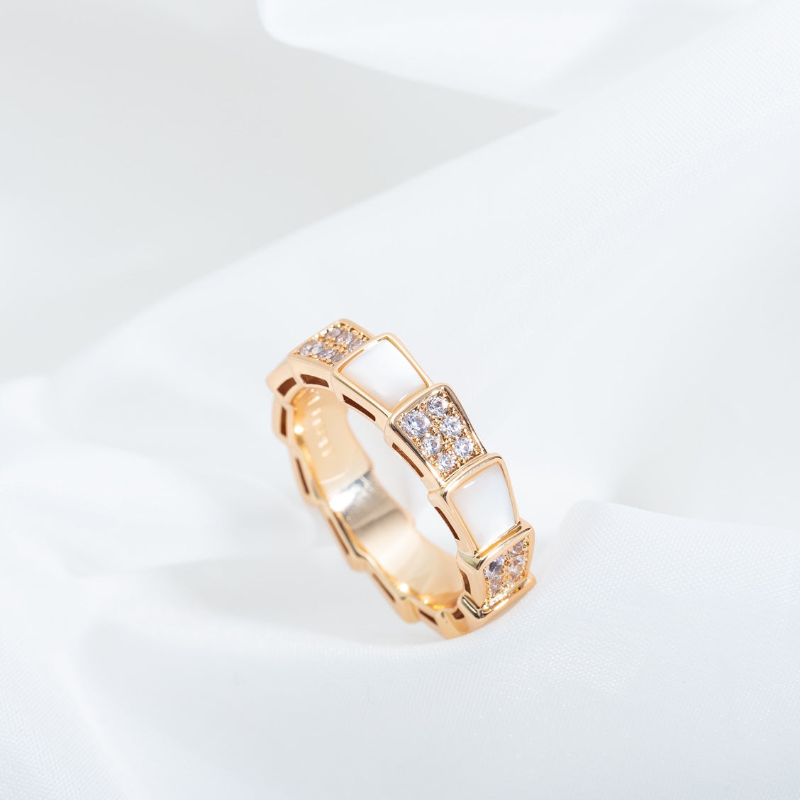 [Renovia Jewelry]SERPENTI RING PINK GOLD MOP DIAMOND PAVED 4MM