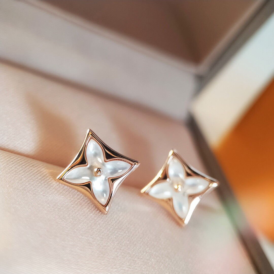 [Renovia Jewelry]STAR MOP PINK GOLD EARRINGS