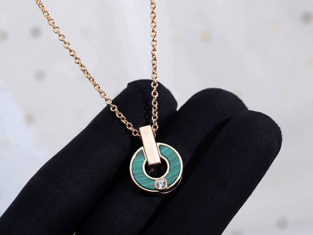 [Renovia Jewelry]GARI NECKLACE PINK GOLD MALACHITE