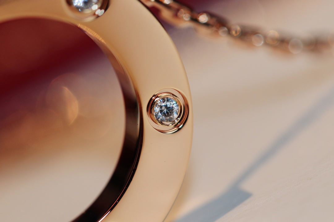 [Renovia Jewelry]LOVE NECKLACE 16MM 6 DIAMONDS PINK GOLD