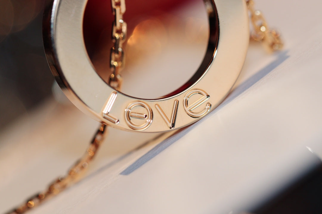 [Renovia Jewelry]LOVE NECKLACE 16MM 6 DIAMONDS PINK GOLD