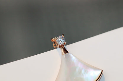 [Renovia Jewelry]DREAM NECKLACE WHITE MOP PINK GOLD 1 DIAMOND