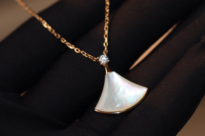 [Renovia Jewelry]DREAM NECKLACE WHITE MOP PINK GOLD 1 DIAMOND