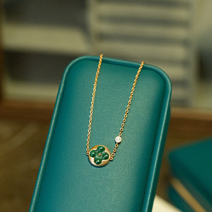 [Renovia Jewelry]SUN MALACHITE 1 DIAMOND PINK GOLD BRACELET