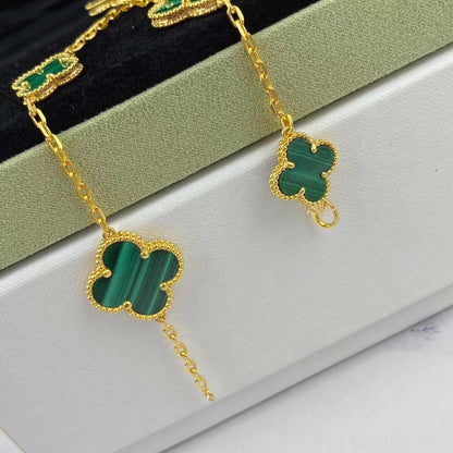 [Renovia Jewelry]MAGIC CLOVER MALACHITE GOLD BRACELET 5 MOTIFS