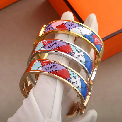 [Renovia Jewelry]H BRACELET DOTTED BORDER 12MM