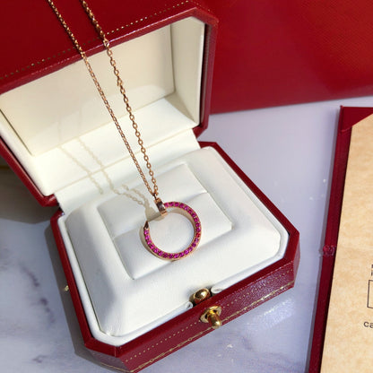 [Renovia Jewelry]JUSTE NECKLACE RED FULL DIAMONDS