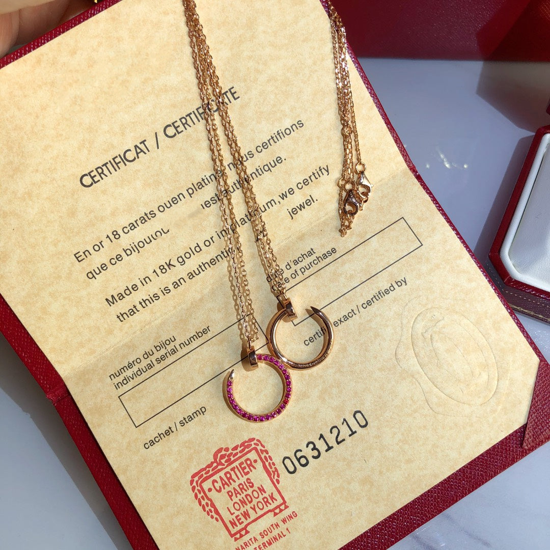 [Renovia Jewelry]JUSTE NECKLACE RED FULL DIAMONDS