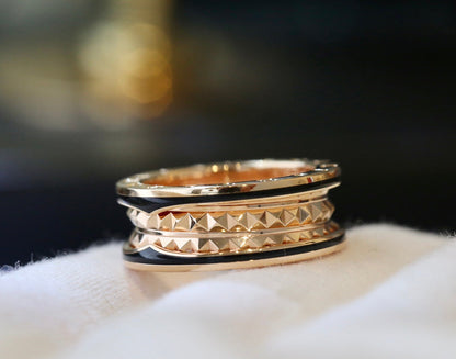 [Renovia Jewelry]ZERO 1 PINK GOLD BLACK CERAMIC RING