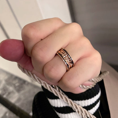 [Renovia Jewelry]ZERO 1 PINK GOLD BLACK CERAMIC RING