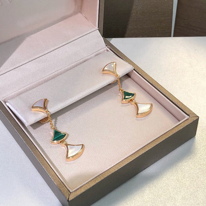 [Renovia Jewelry]DREAM EARRINGS 3 MOTIFS MALACHITE MOP PINK GOLD