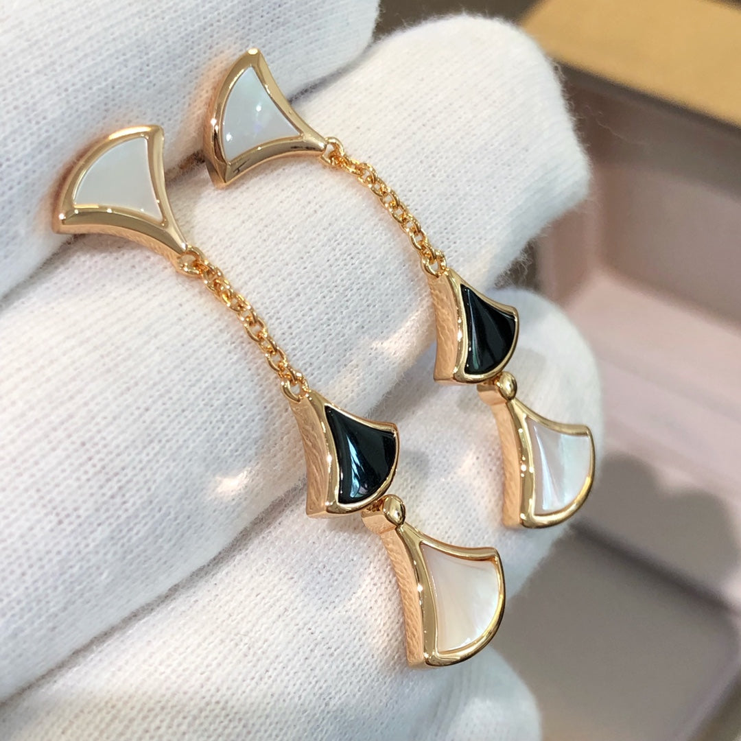 [Renovia Jewelry]DREAM EARRINGS 3 MOTIFS ONYX MOP PINK GOLD