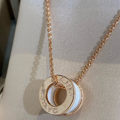 [Renovia Jewelry]ZERO 1 WHITE CERAMIC PINK GOLD NECKLACE