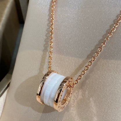 [Renovia Jewelry]ZERO 1 WHITE CERAMIC PINK GOLD NECKLACE