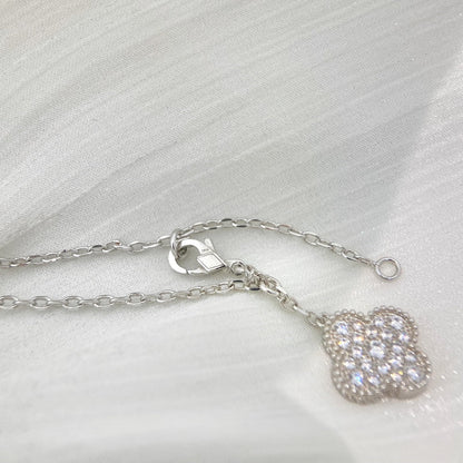 [Renovia Jewelry]CLOVER 5 MOTIFS SILVER DIAMONDS NECKLACE