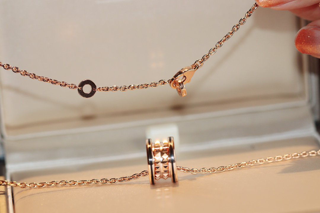 [Renovia Jewelry]ZERO 1 ROCK PEDANT PINK GOLD BLACK NECKLACE