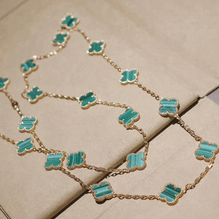 [Renovia Jewelry]CLOVER 20 MOTIFS MALACHITE GOLD