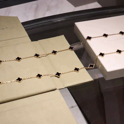 [Renovia Jewelry]CLOVER 20 MOTIFS ONYX NECKLACE