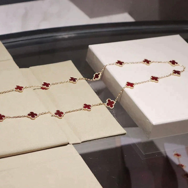 [Renovia Jewelry]CLOVER 20 MOTIFS CARNELIAN NECKLACE