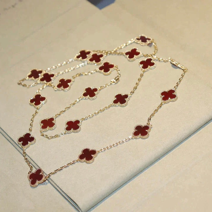 [Renovia Jewelry]CLOVER 20 MOTIFS CARNELIAN NECKLACE