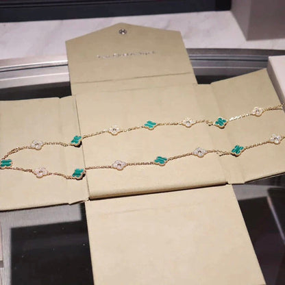 [Renovia Jewelry]CLOVER 20 MOTIFS MALACHITE DIAMOND NECKLACE
