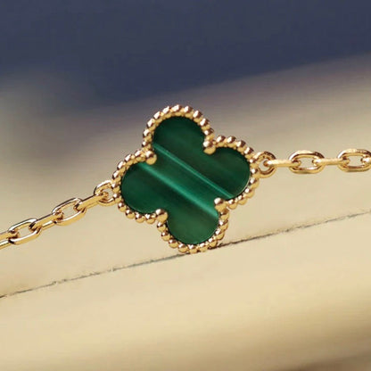 [Renovia Jewelry]CLOVER 20 MOTIFS MALACHITE DIAMOND NECKLACE