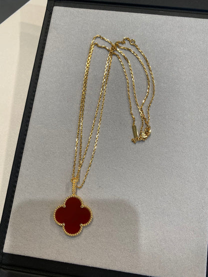 [Renovia Jewelry]CLOVER 25MM NECKLACE GOLD CARNELIAN