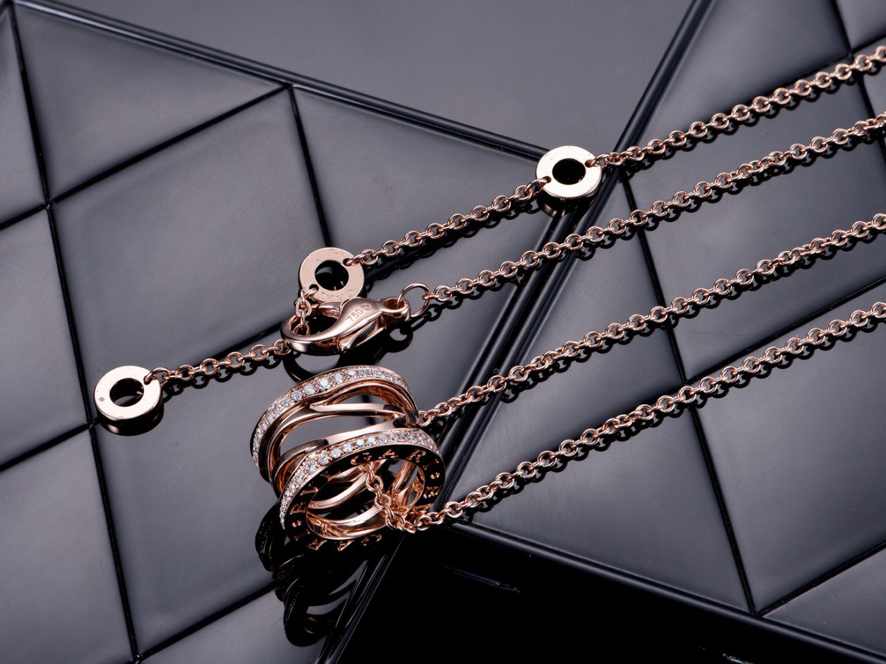[Renovia Jewelry]ZERO 1 PINK GOLD DIAMOND OPEN NECKLACE