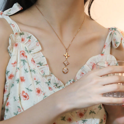 [Renovia Jewelry]STAR AND SUN DIAMOND PINK GOLD NECKLACE