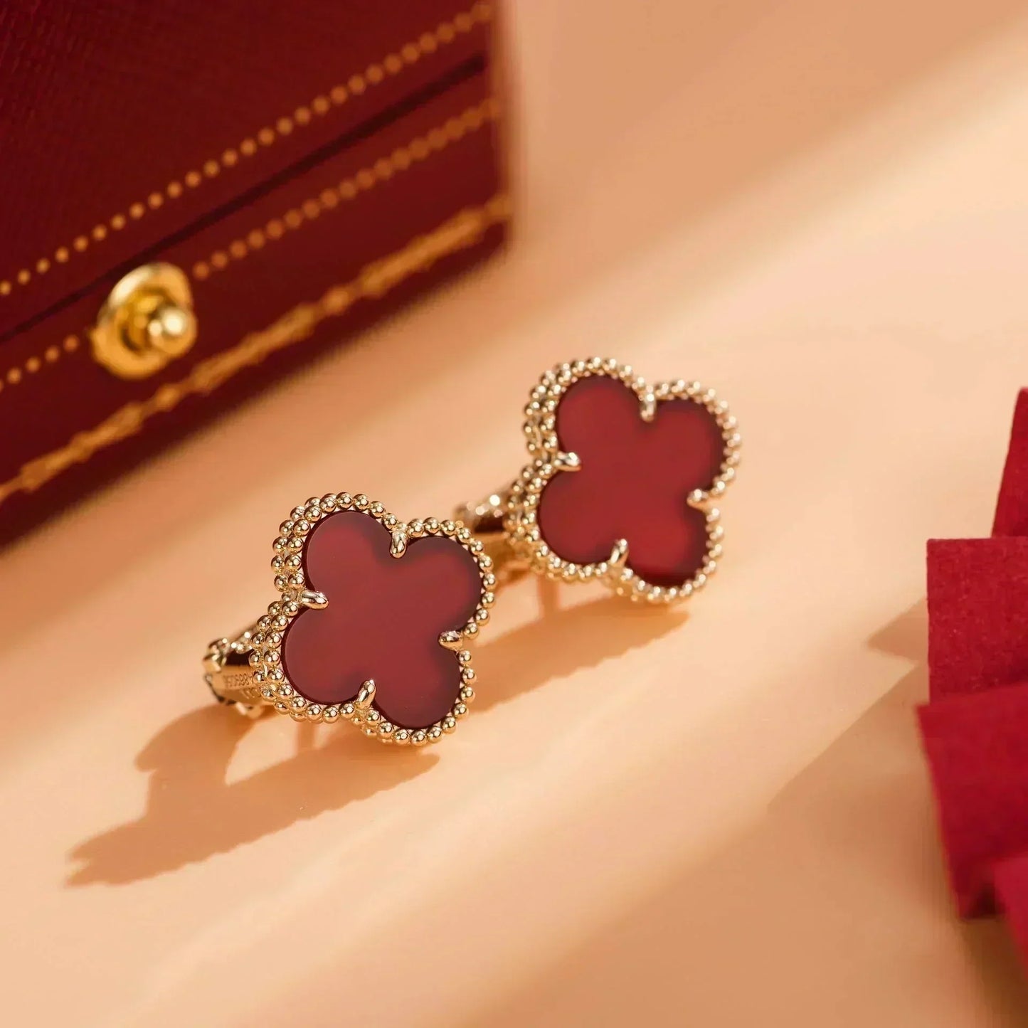 [Renovia Jewelry]CLOVER MEDIUM 1 MOTIFS CARNELIAN  EARRINGS