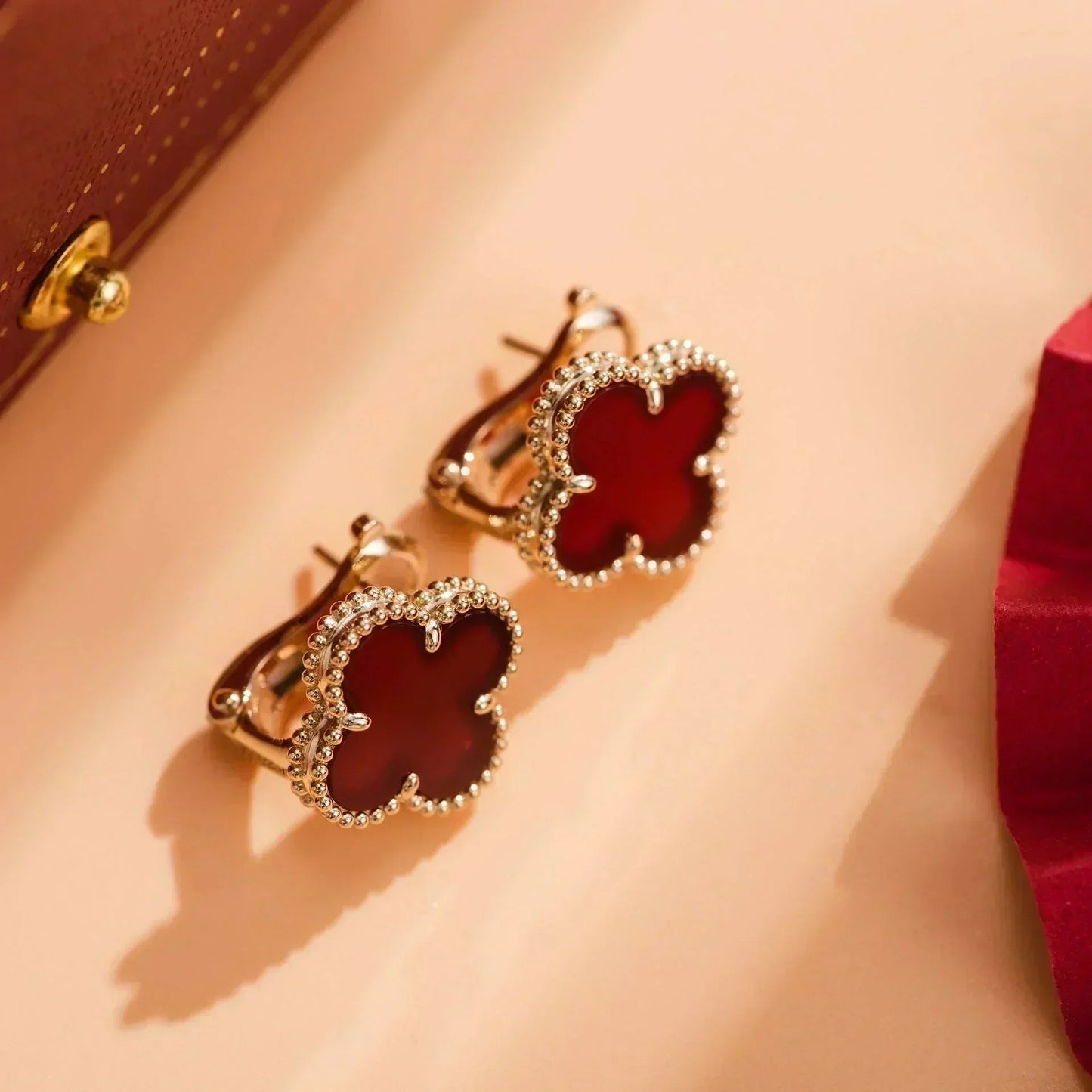 [Renovia Jewelry]CLOVER MEDIUM 1 MOTIFS CARNELIAN  EARRINGS