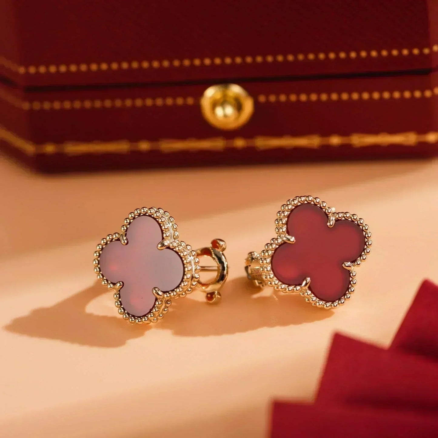 [Renovia Jewelry]CLOVER MEDIUM 1 MOTIFS CARNELIAN  EARRINGS