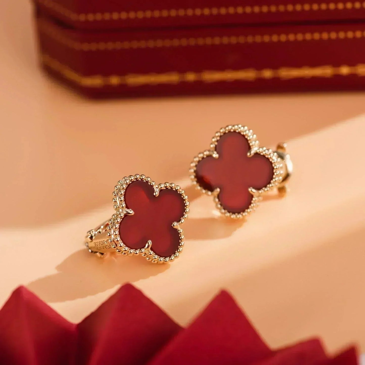 [Renovia Jewelry]CLOVER MEDIUM 1 MOTIFS CARNELIAN  EARRINGS