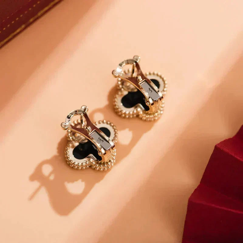 [Renovia Jewelry]CLOVER MEDIUM 1 MOTIFS  ONYX STUD EARRINGS