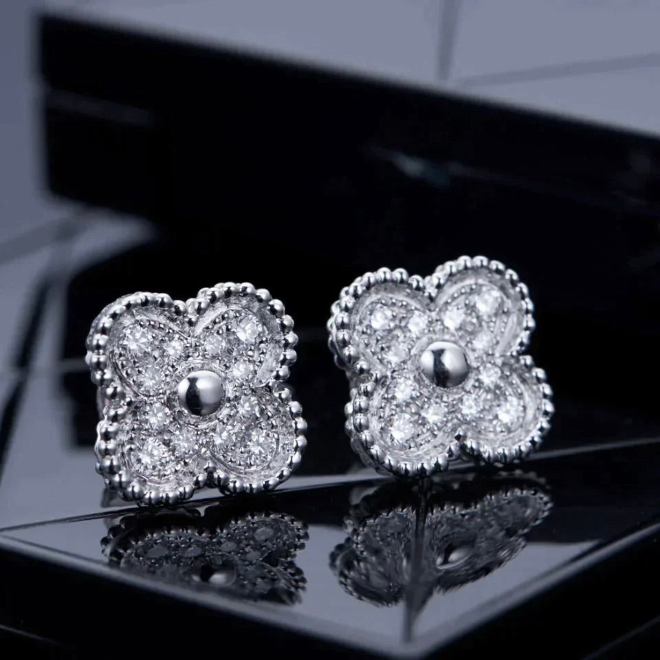 [Renovia Jewelry]CLOVER 1 MOTIFS DIAMOND STUD EARRINGS SILVER