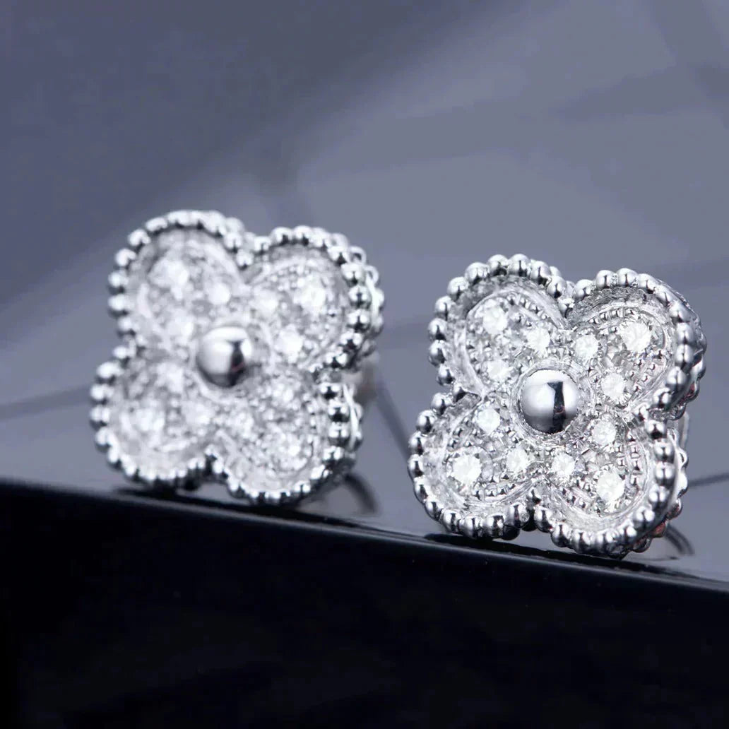 [Renovia Jewelry]CLOVER 1 MOTIFS DIAMOND STUD EARRINGS SILVER