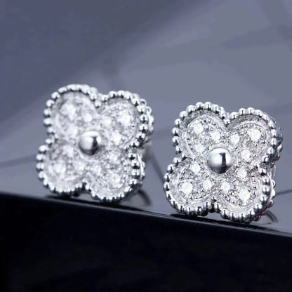 [Renovia Jewelry]CLOVER 1 MOTIFS DIAMOND STUD EARRINGS SILVER