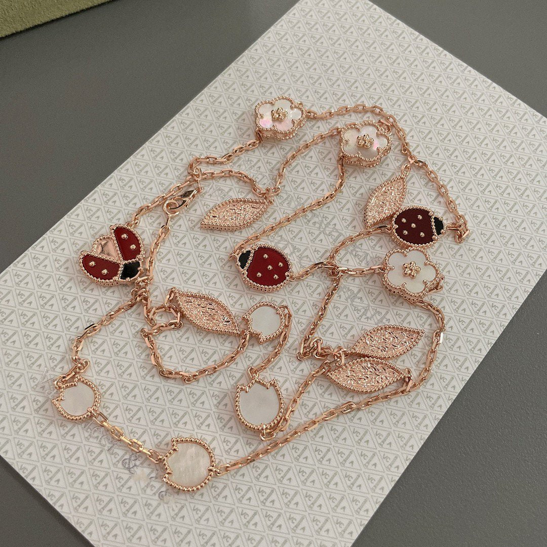 [Renovia Jewelry]LUCKY SPRING 15 MOTIFS ROSE GOLD NECKLACE