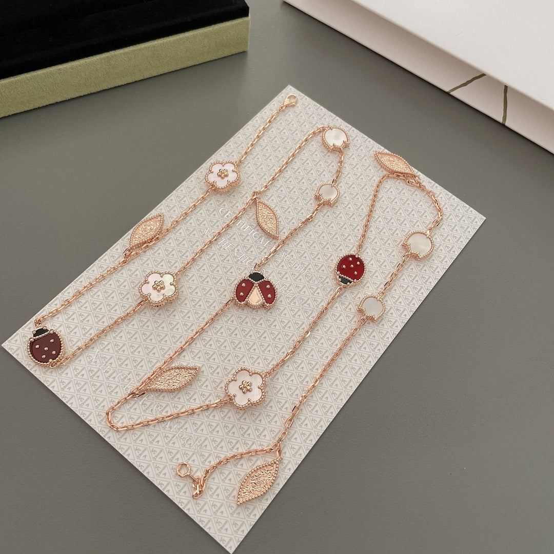 [Renovia Jewelry]LUCKY SPRING 15 MOTIFS ROSE GOLD NECKLACE