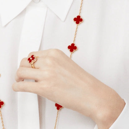 [Renovia Jewelry]CLOVER CARNELIAN RING ROSE GOLD DIAMOND