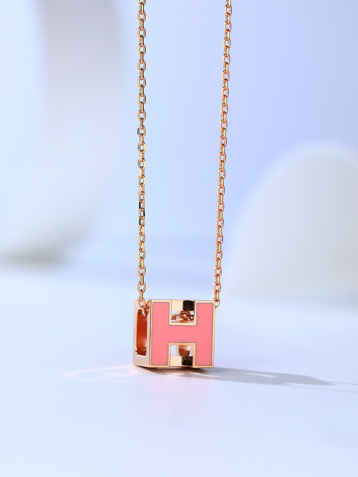 [Renovia Jewelry]H CAGE PINK GOLD NECKLACE