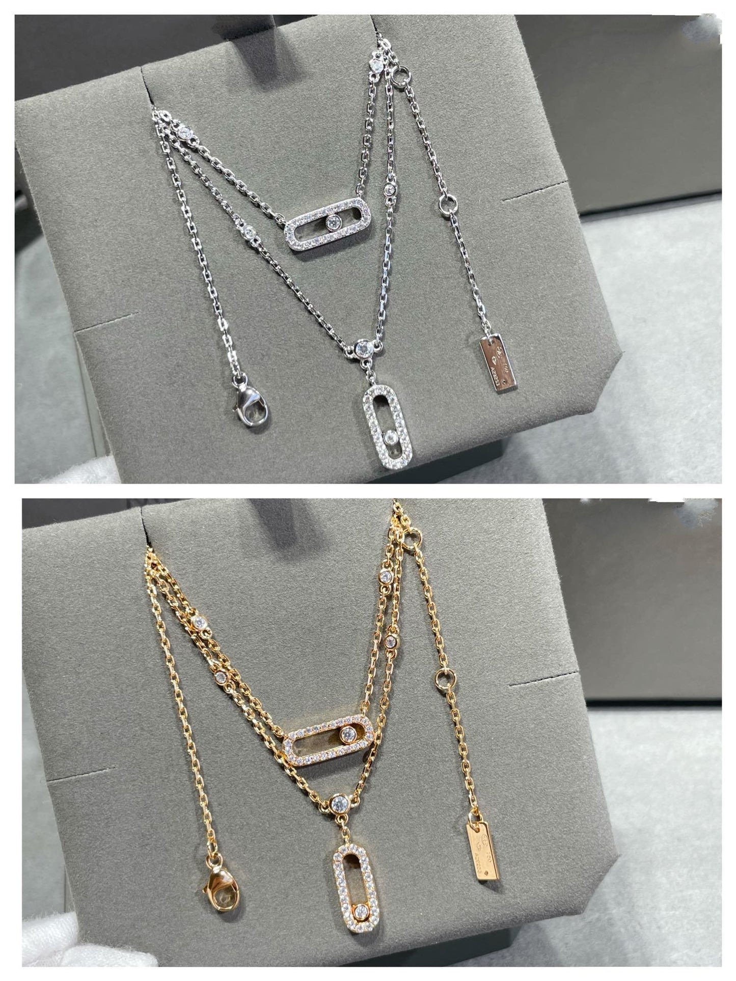 [Renovia Jewelry]MOVE 2 ROW DIAMOND NECKLACE
