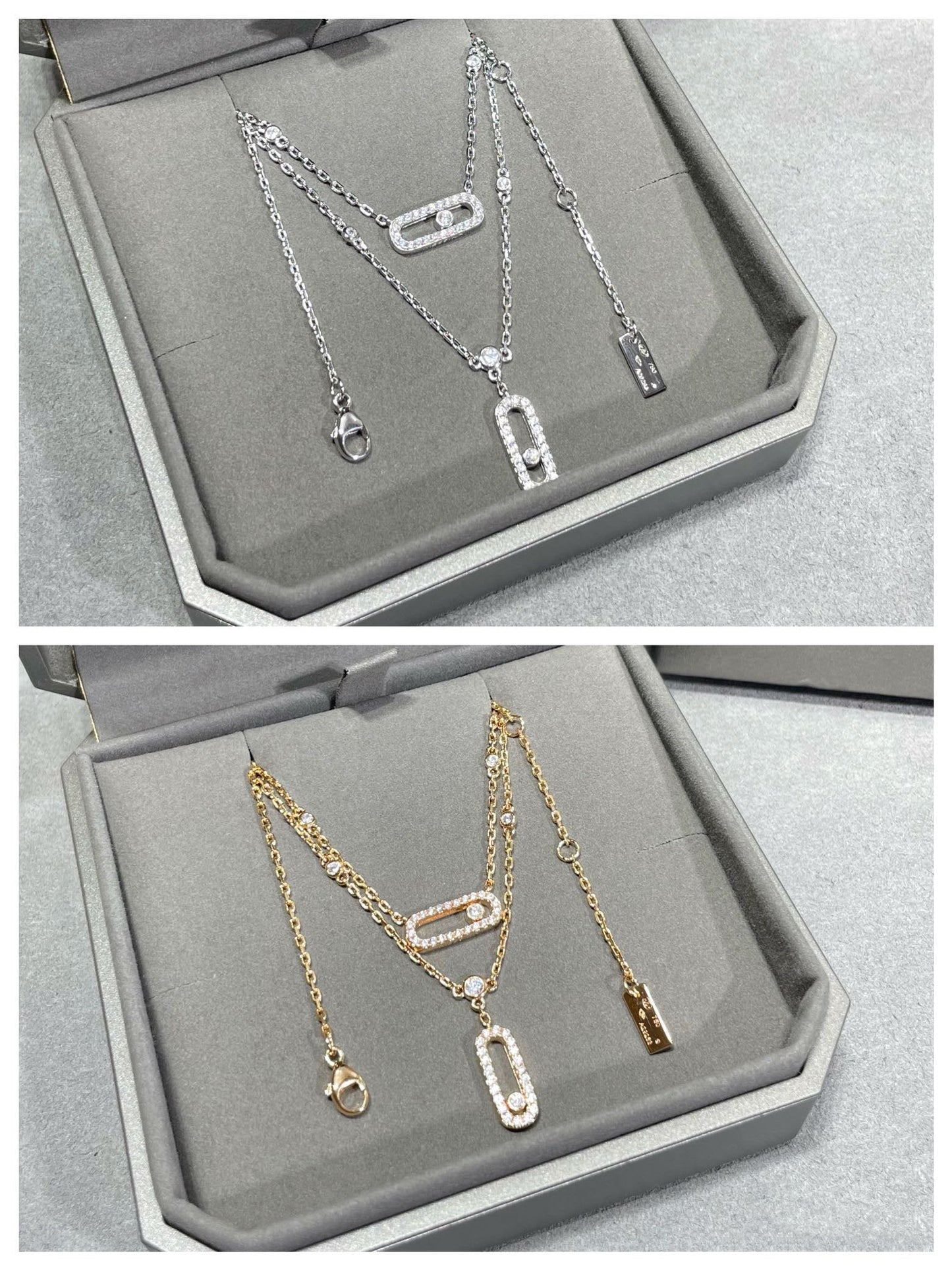 [Renovia Jewelry]MOVE 2 ROW DIAMOND NECKLACE