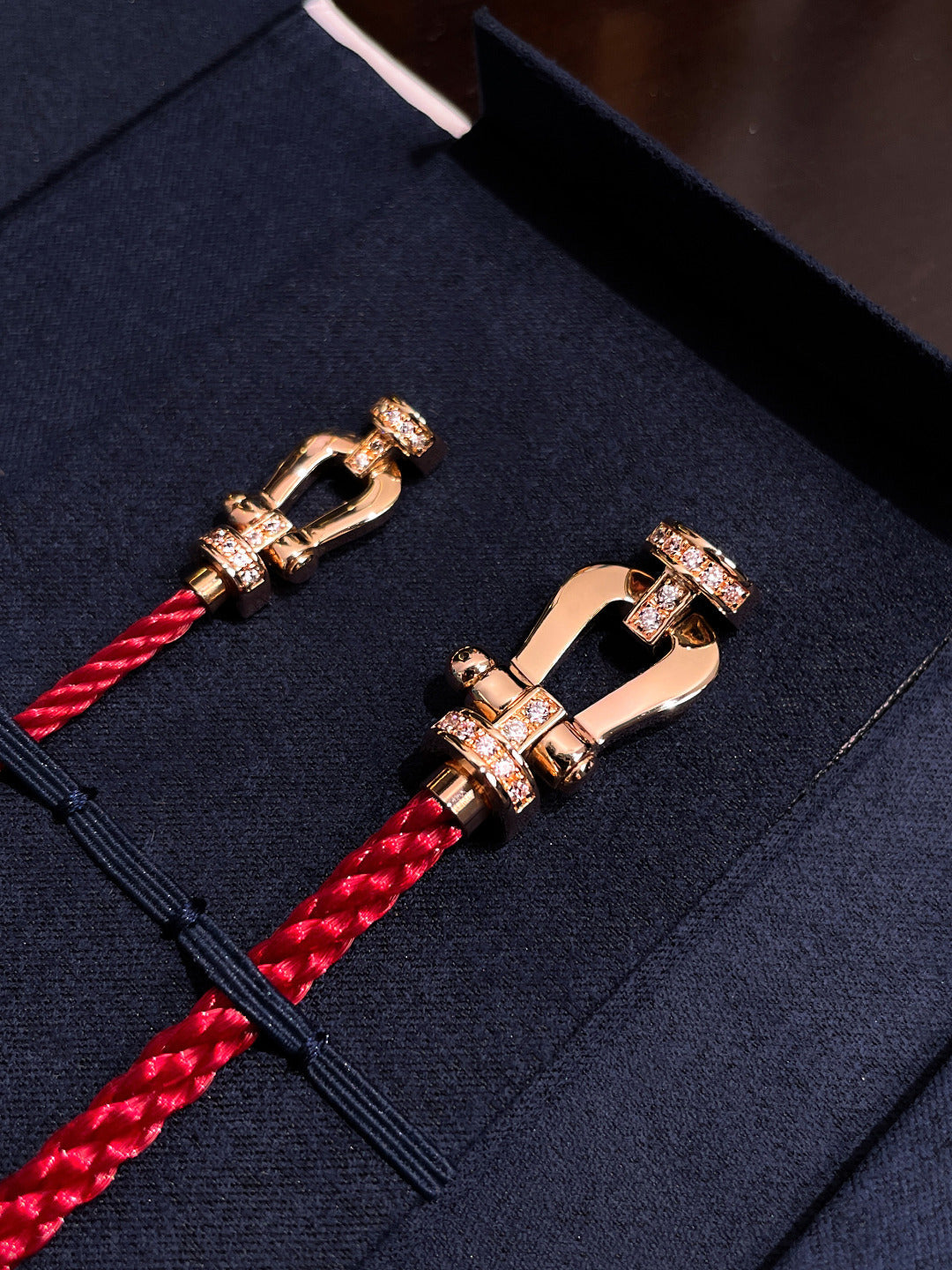 [Renovia Jewelry]FORCE 10 HALF DIAMOND PINK GOLD RED CORDERI LARGE AND MEDIUM MODEL