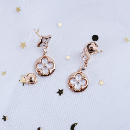 [Renovia Jewelry]STAR AND SUN PINK GOLD MOP DROP EARRINGS