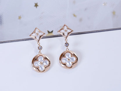 [Renovia Jewelry]STAR AND SUN PINK GOLD MOP DROP EARRINGS