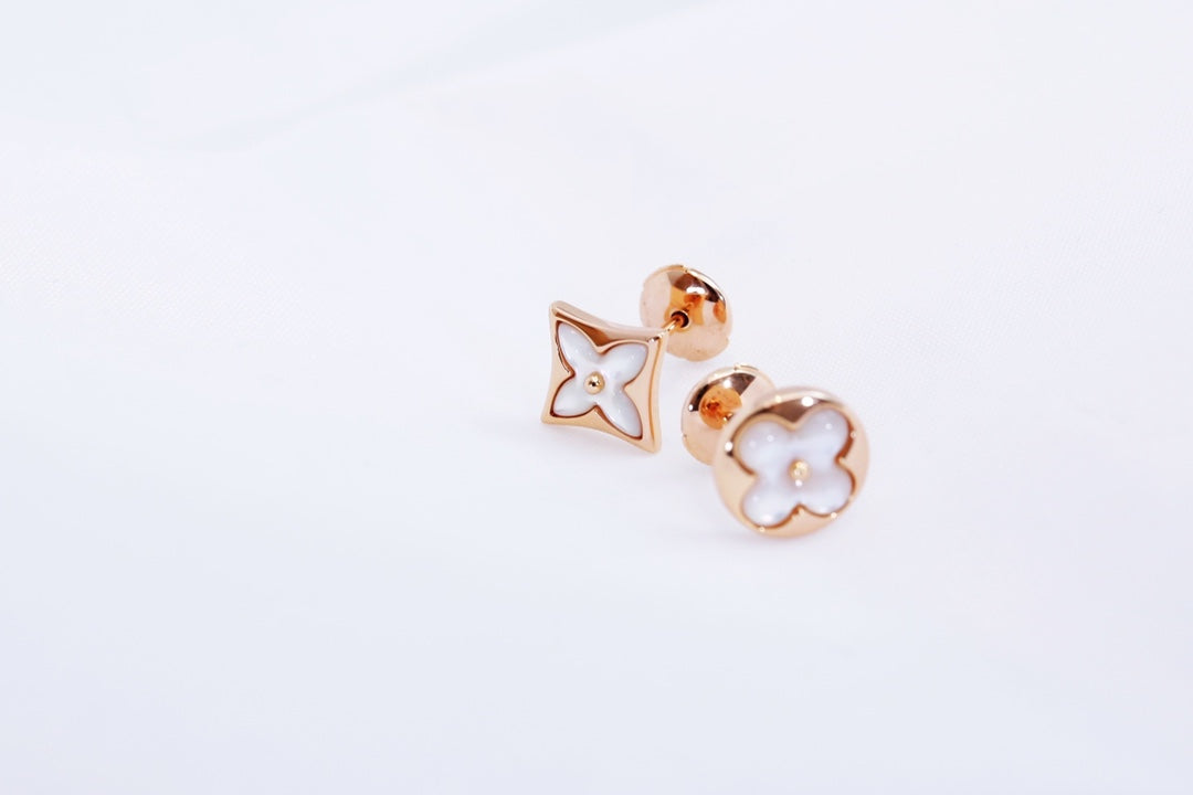 [Renovia Jewelry]STAR AND SUN PINK GOLD MOP STUD EARRINGS