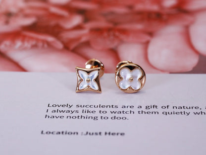 [Renovia Jewelry]STAR AND SUN PINK GOLD MOP STUD EARRINGS