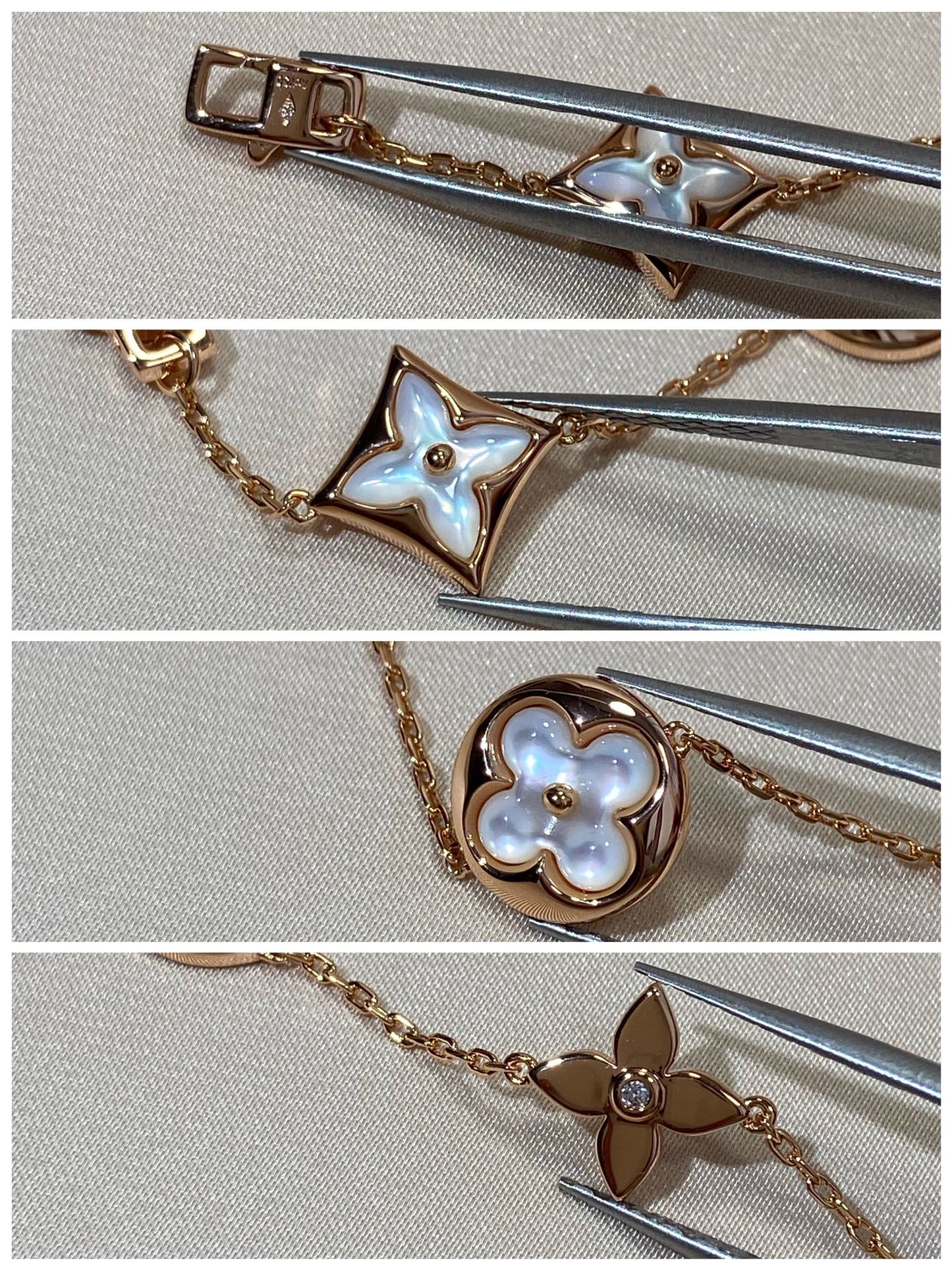 [Renovia Jewelry]STAR AND SUN 5 MOTIF MOP PINK GOLD BRACELET