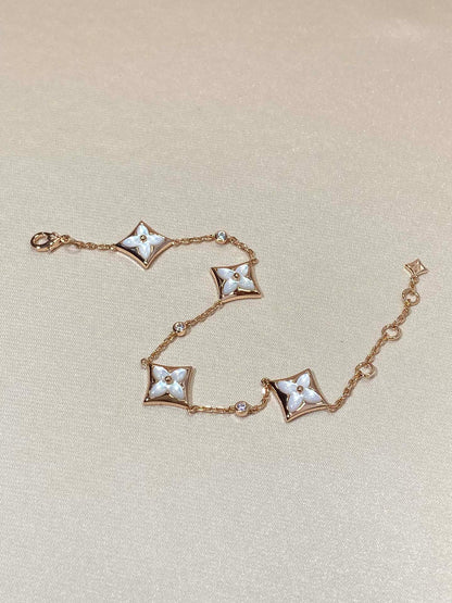 [Renovia Jewelry]STAR 4 MOTIF MOP DIAMOND PINK GOLD BRACELET